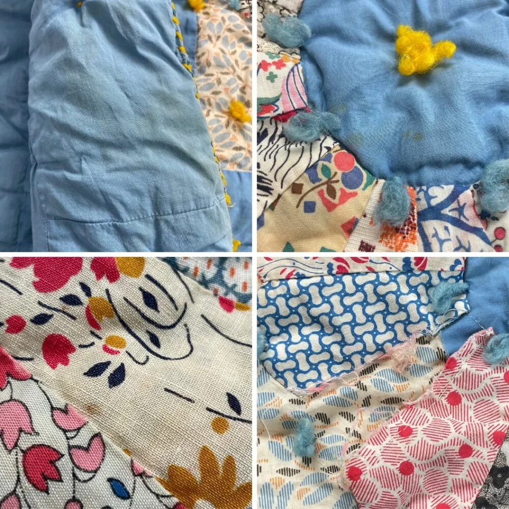 Antique 1920s Quilt Historical Society Dresden Patchwork Vintage Handmade Unique
